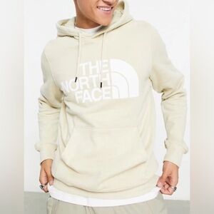 The North Face Half Dome Pullover Logo Hoodie Mens In White Dune Sz M NWT